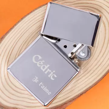 Briquet zippo argenté personnalisé texte