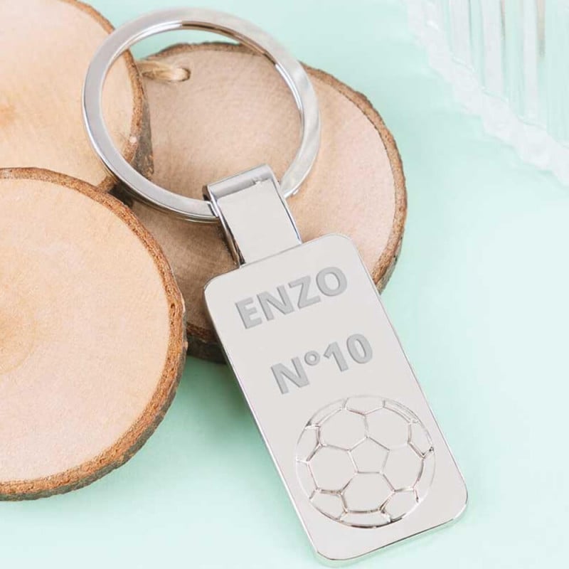 Porte clef ballon foot gravé