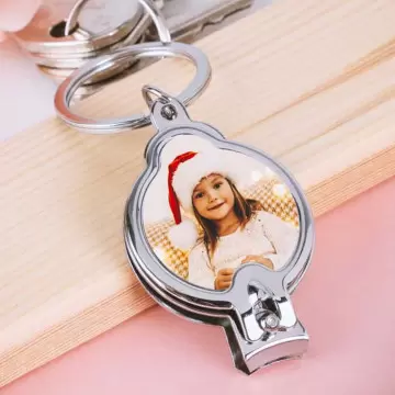 Porte clé couple ongle personnalisé photo
