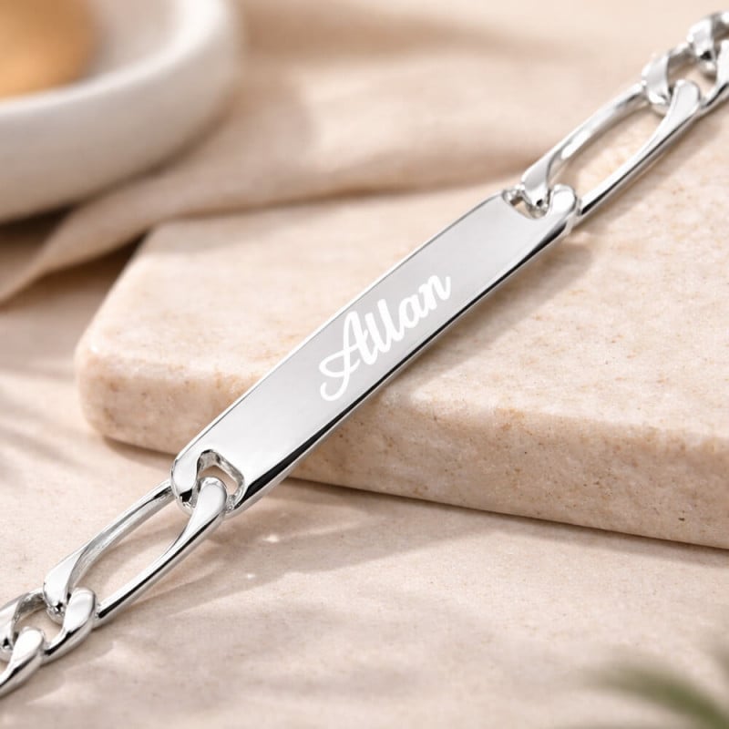 Gourmette figaro argent personnalisée