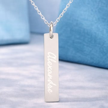 Collier plaque verticale argent personnalisé