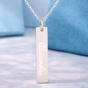 Collier plaque verticale argent personnalisé
