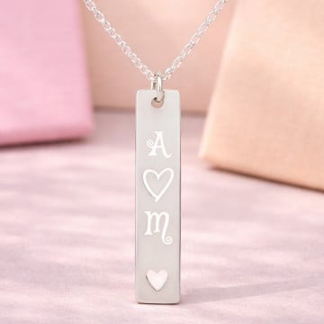 Collier plaque argent avec initiale gravée