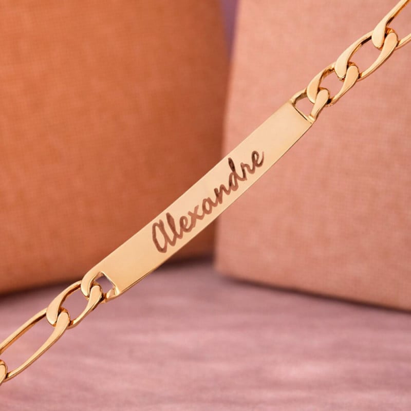 Gourmette figaro plaqué or personnalisée