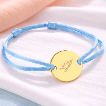 Bracelet cordon avec rond plaqué or personnalisé