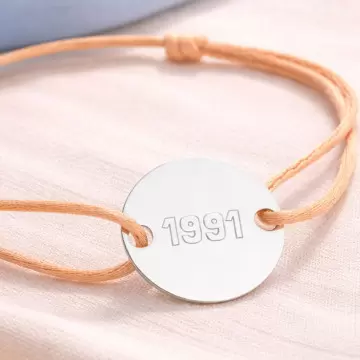 Bracelet cordon rond argent gravé