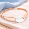 Bracelet cordon avec rond plaqué or personnalisé