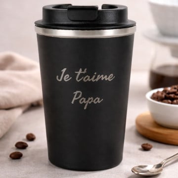 Mug thermos noir personnalisé