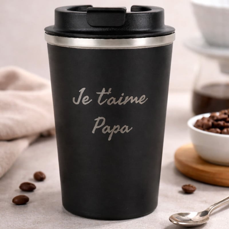 Mug thermos noir personnalisé