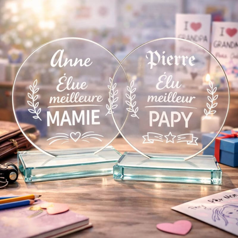 Trophée meilleur papy mamie personnalisé