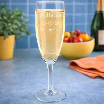 Flûte à Champagne design cœur personnalisé