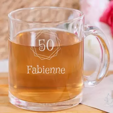 Tasse verre anniversaire gravée