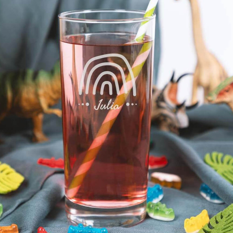 Verre à sirop arc en ciel gravé