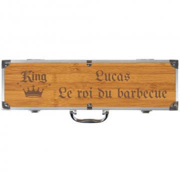 Coffret papa roi du barbecue gravé | Cadeau fête des pères