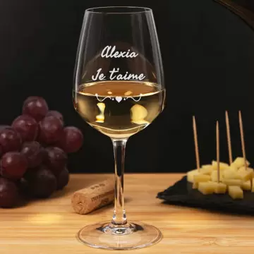 Verre à vin blanc cœur personnalisable