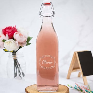 Bouteille verre originale gravée