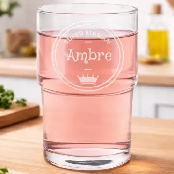 Verre à eau maman gravé