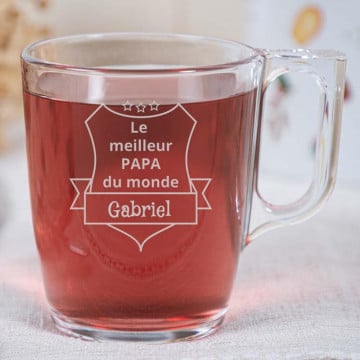 Tasse à thé écusson gravé