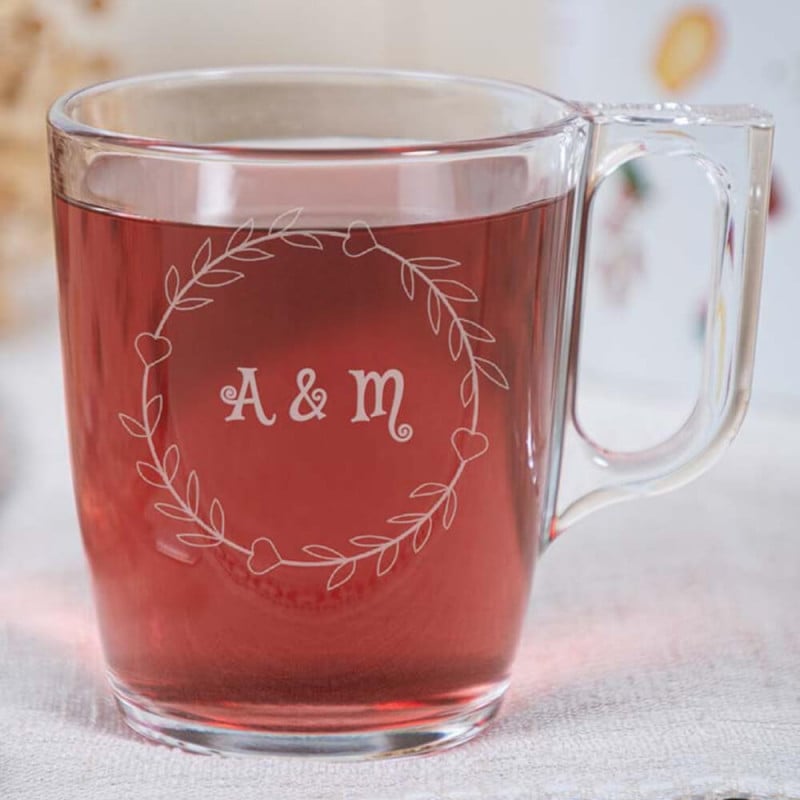 Tasse à thé cœur gravé