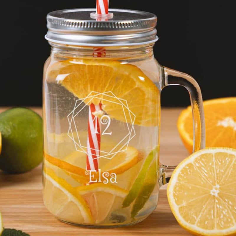 Mason Jar anniversaire gravé