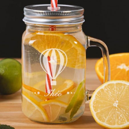 Mason jar avec design Montgolfière personnalisé