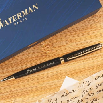 Stylo Waterman Hémisphère noir gravé