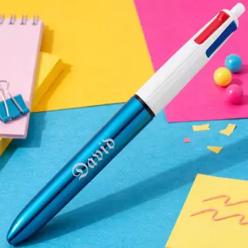 Stylo Bic bleu 4 couleurs personnalisé