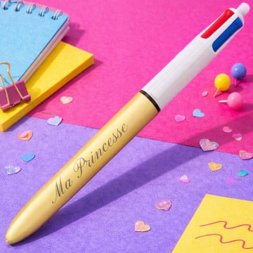 Stylo Bic 4 couleurs doré personnalisé