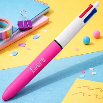 Stylo Bic 4 couleurs rose personnalisé