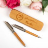 Coffret bois 2 stylos félicitation à personnaliser