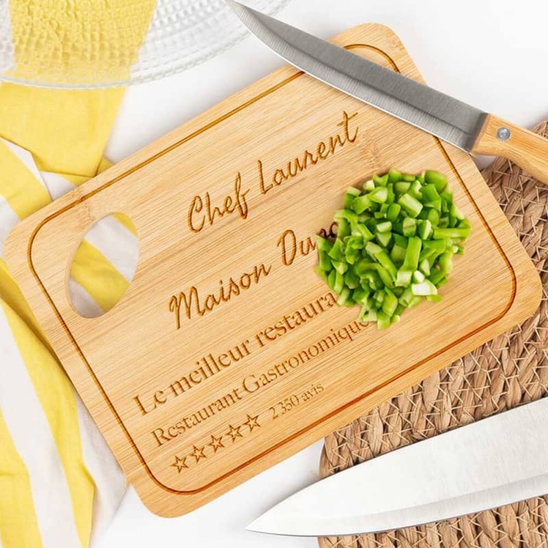 Petite planche à découper restaurant gravé