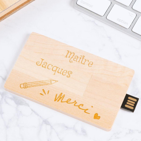Carte USB bois maitresse gravé