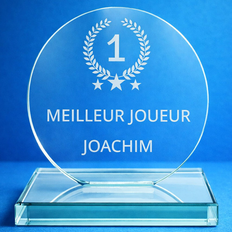Trophée rond en verre personnalisé