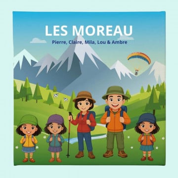 Tableau randonnée en famille personnalisée nom et texte