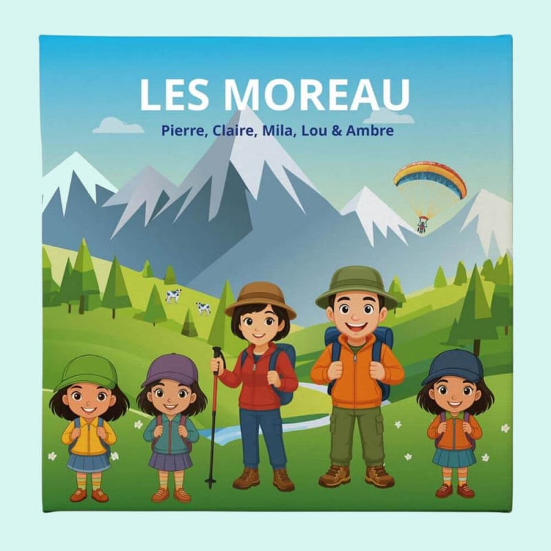 Tableau randonnée en famille personnalisée nom et texte