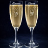 2 flûtes à champagne mains entrelacées personnalisées texte