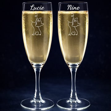2 flûtes à champagne amour personnalisées