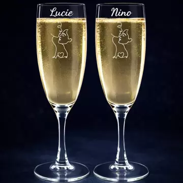 2 flûtes à champagne amour personnalisées