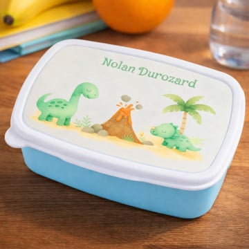 Boite gouter bleue dinosaure personnalisée