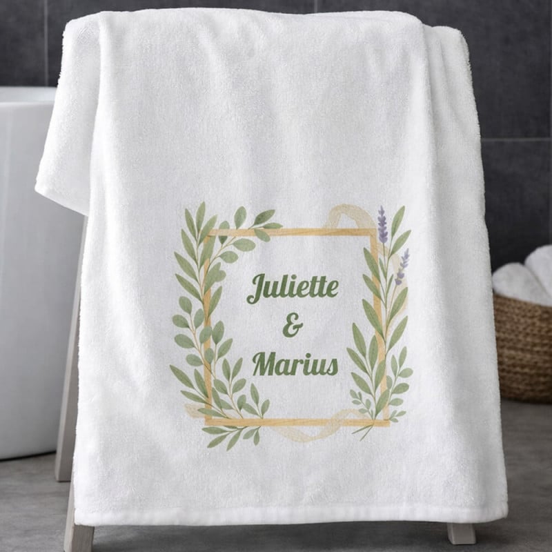 Serviette de bain couple à personnaliser
