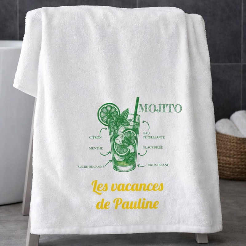 Serviette de bain Mojito personnalisé texte