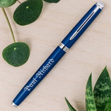 Stylo roller Waterman HEMISPHERE bleu gravé