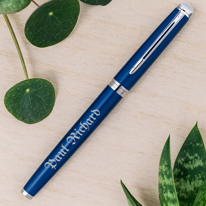 Stylo roller Waterman HEMISPHERE bleu gravé