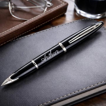 Stylo Waterman CARENE Laque Noir ST Plume personnalisé texte