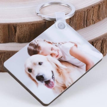 Porte clefs rectangle bois personnalisé