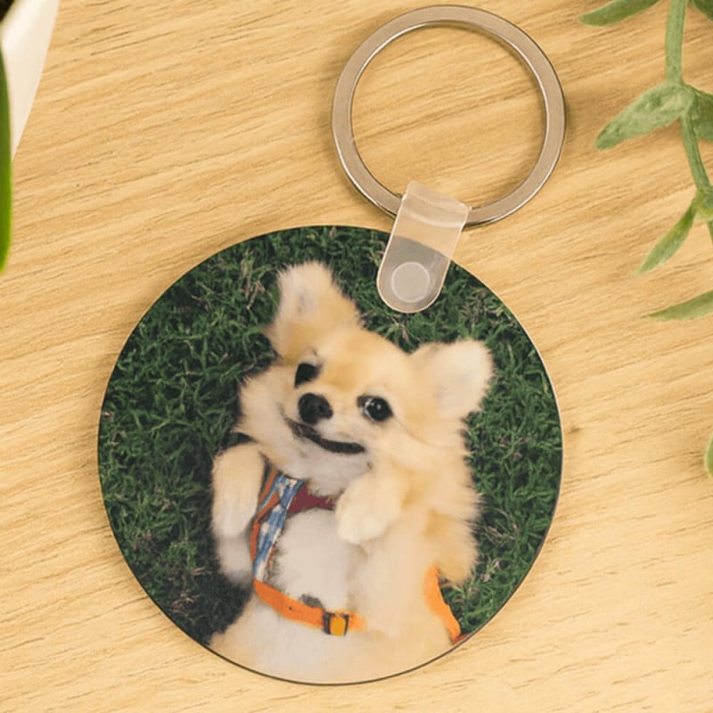 Porte-clés rond bois personnalisé