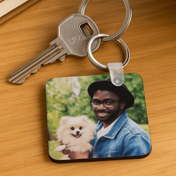 Porte-clés carré bois personnalisé
