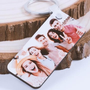 Porte clés rectangle long bois personnalisé
