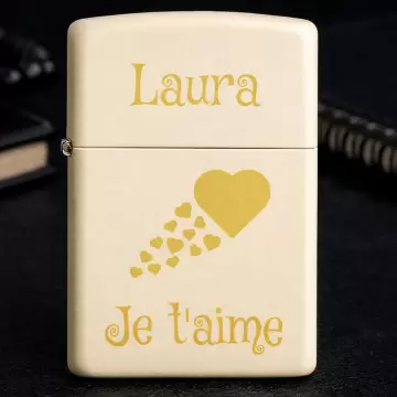 Briquet Zippo Cream Matte gravé personnalisé