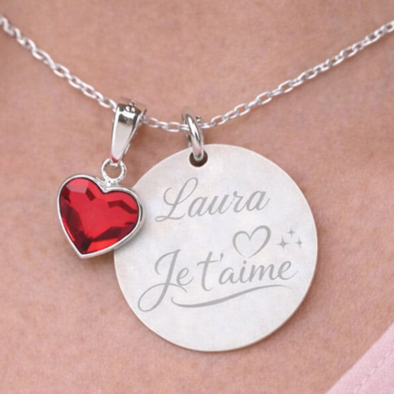 Collier argent mot d'amour à personnaliser